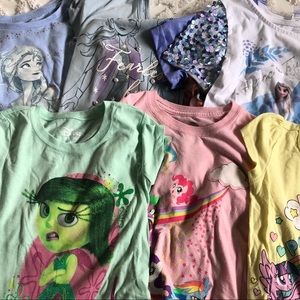 Bundle of graphic tees frozen and my little pony inside out